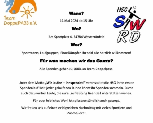 Dies ist der Flyer zum Spendenlauf der HSG