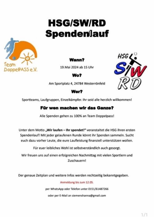 Dies ist der Flyer zum Spendenlauf der HSG