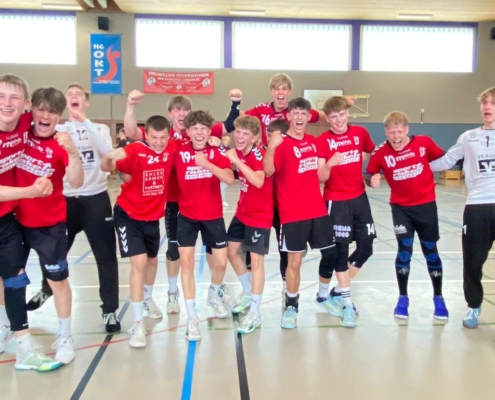 Die Jungs der mB jubeln nach dem Einzug in die Jugend Handballbundesliga